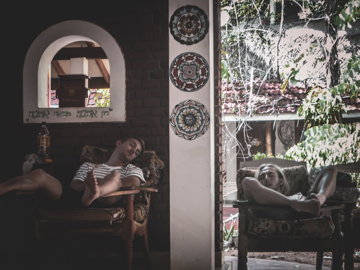 Fold-out sleeping chairs - best thing to do while backpacking Sri Lanka