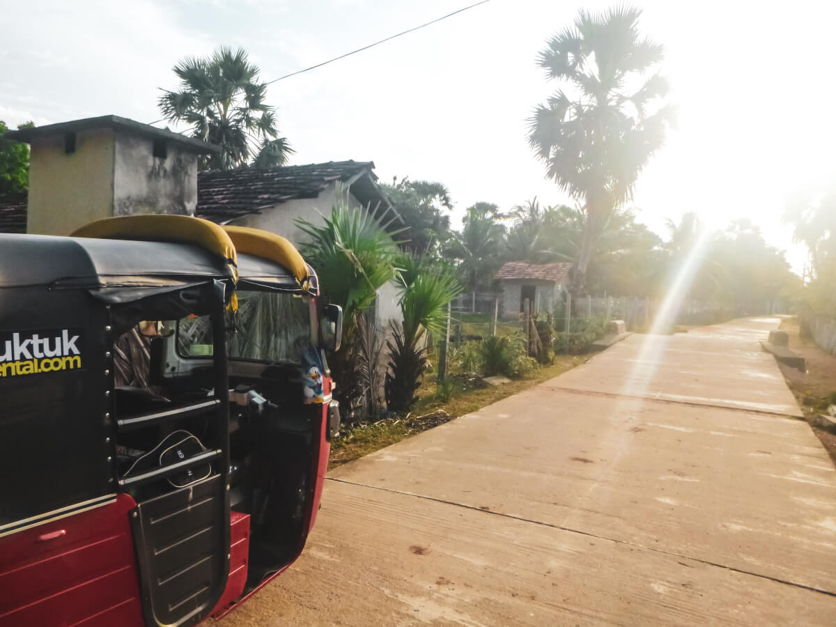 A rental tuk-tuk in Sri Lanka of the beaten path in a rural village