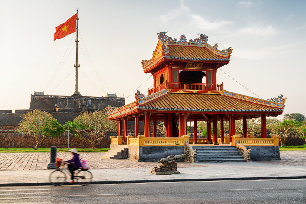 Imperial walls and cultural attraction in the city of Hue, Vietnam