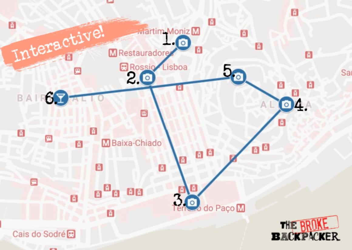 Day 1 Lisbon Itinerary Map