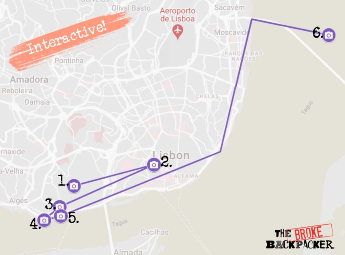 Day 2 Lisbon Itinerary Map