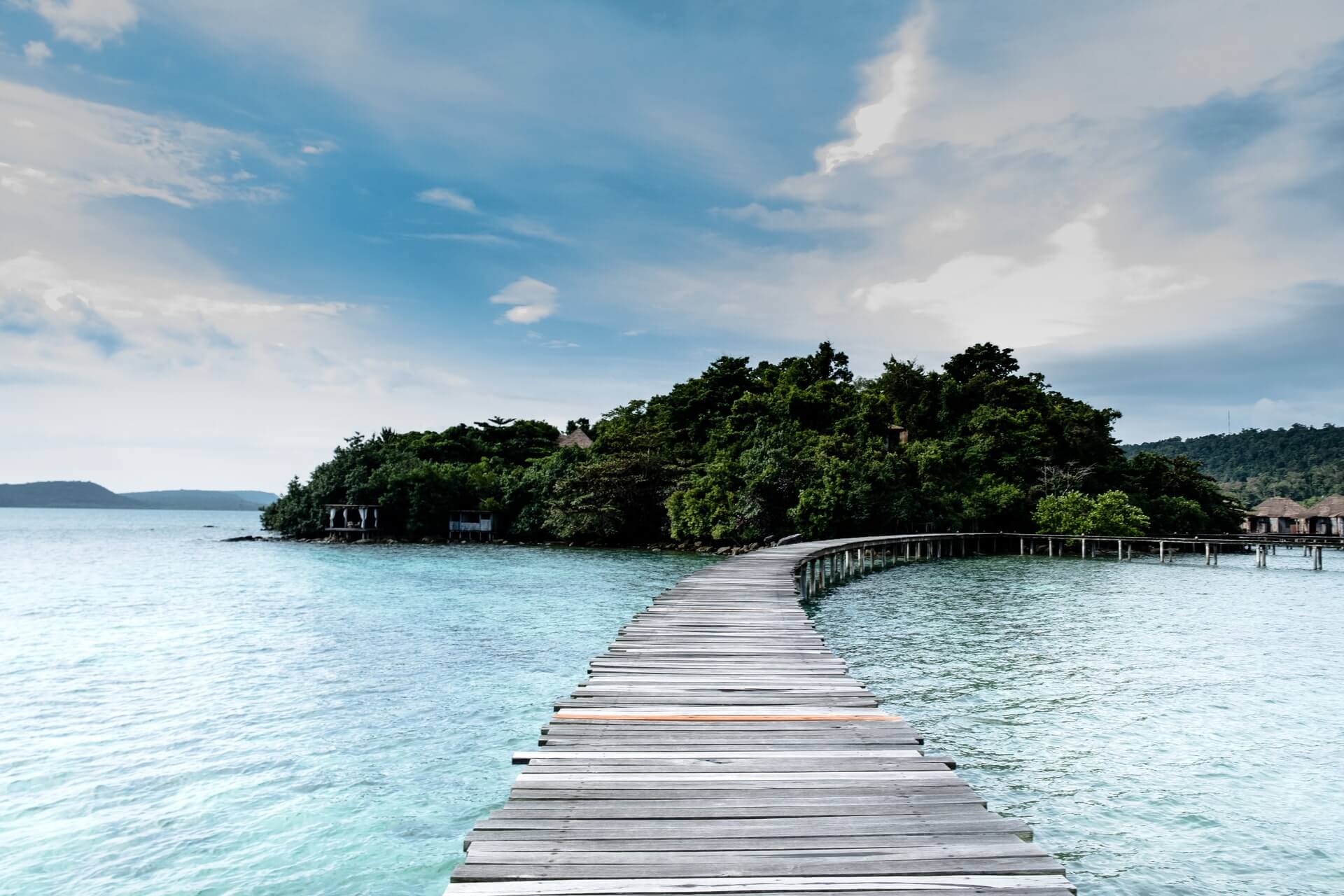 A jetty at a beautiful beach in Sihanoukville, Cambodia