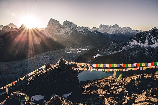 View of Gokyo Ri Lake while trekking in Nepal