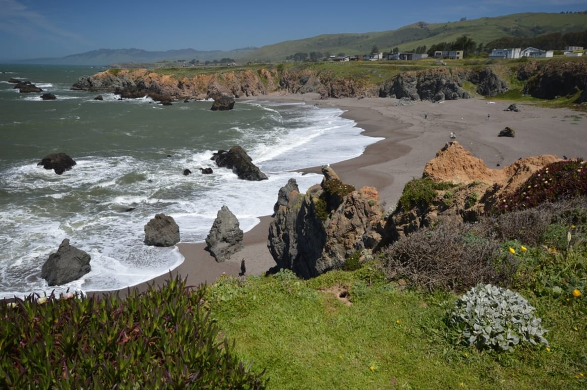 rocky outcrops on the beach at Jenner Bodega Bay