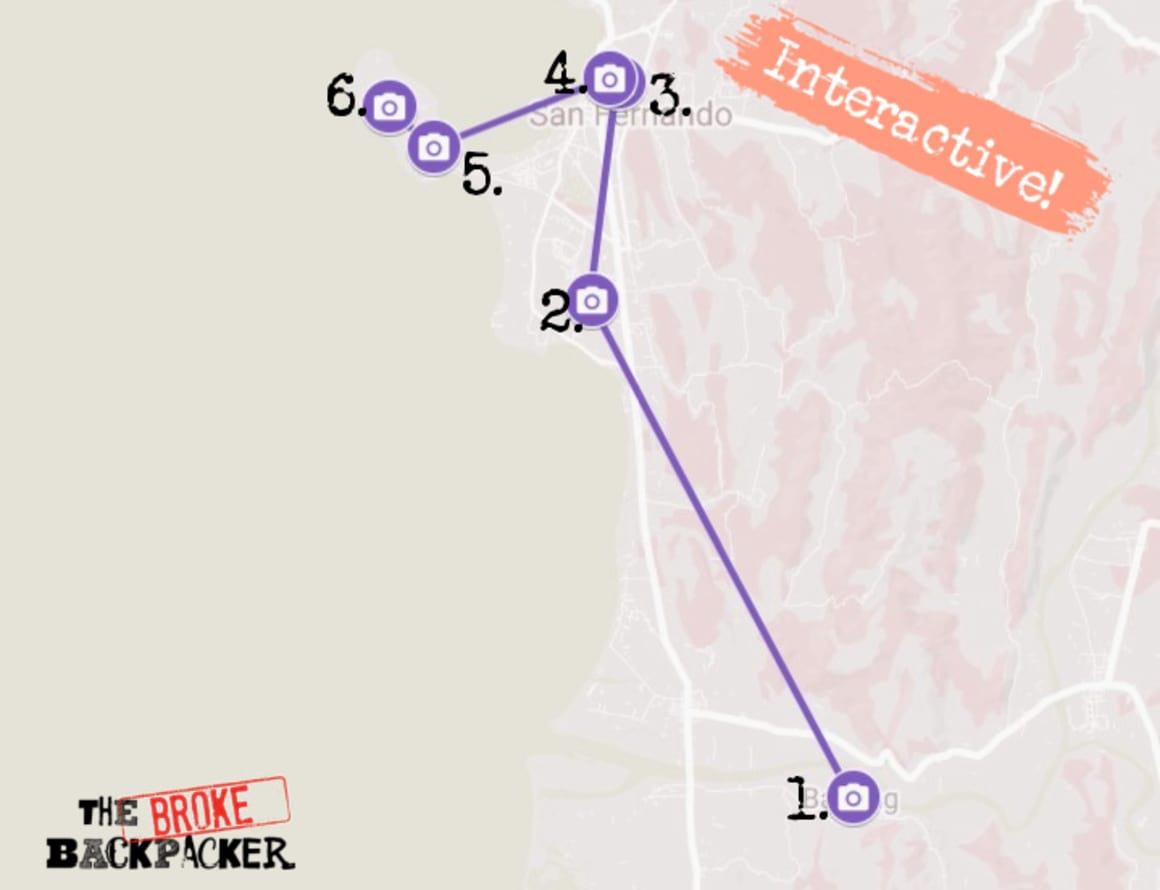 La Union Day 1 Itinerary Map