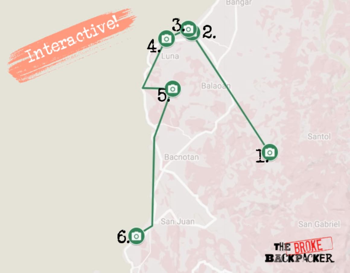 La Union Day 3 Itinerary Map