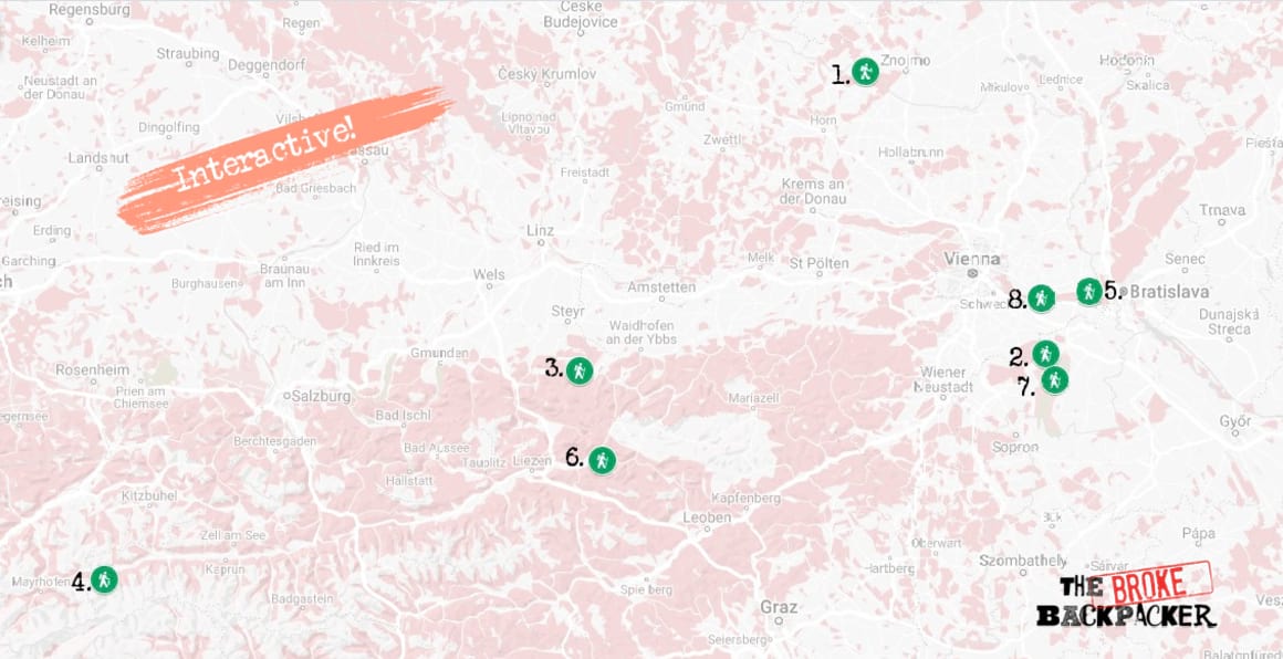 Map of Best Hikes in Austria