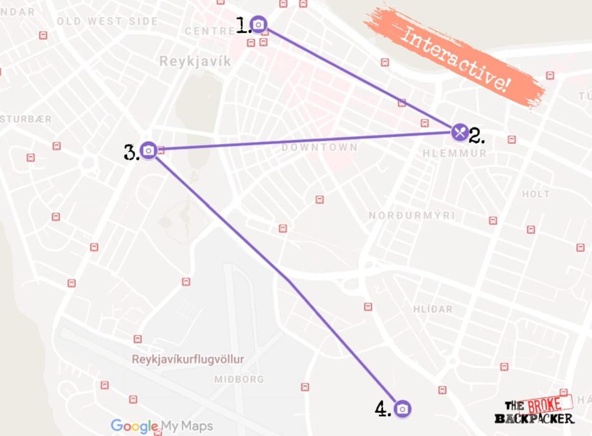 Reykjavik Day 3 Itinerary Map