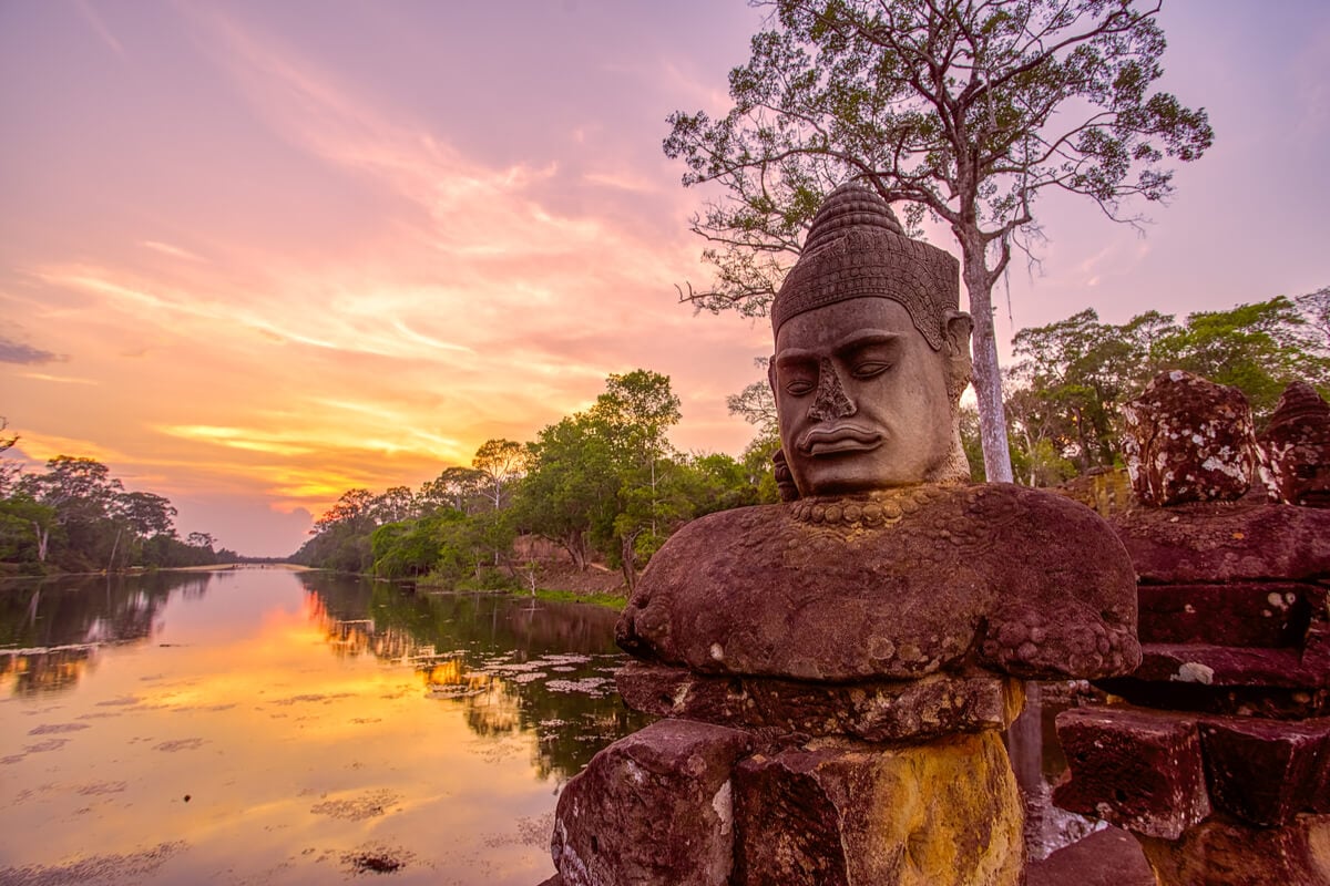Angkor Thom at sunset in Siem Reap, Cambodia