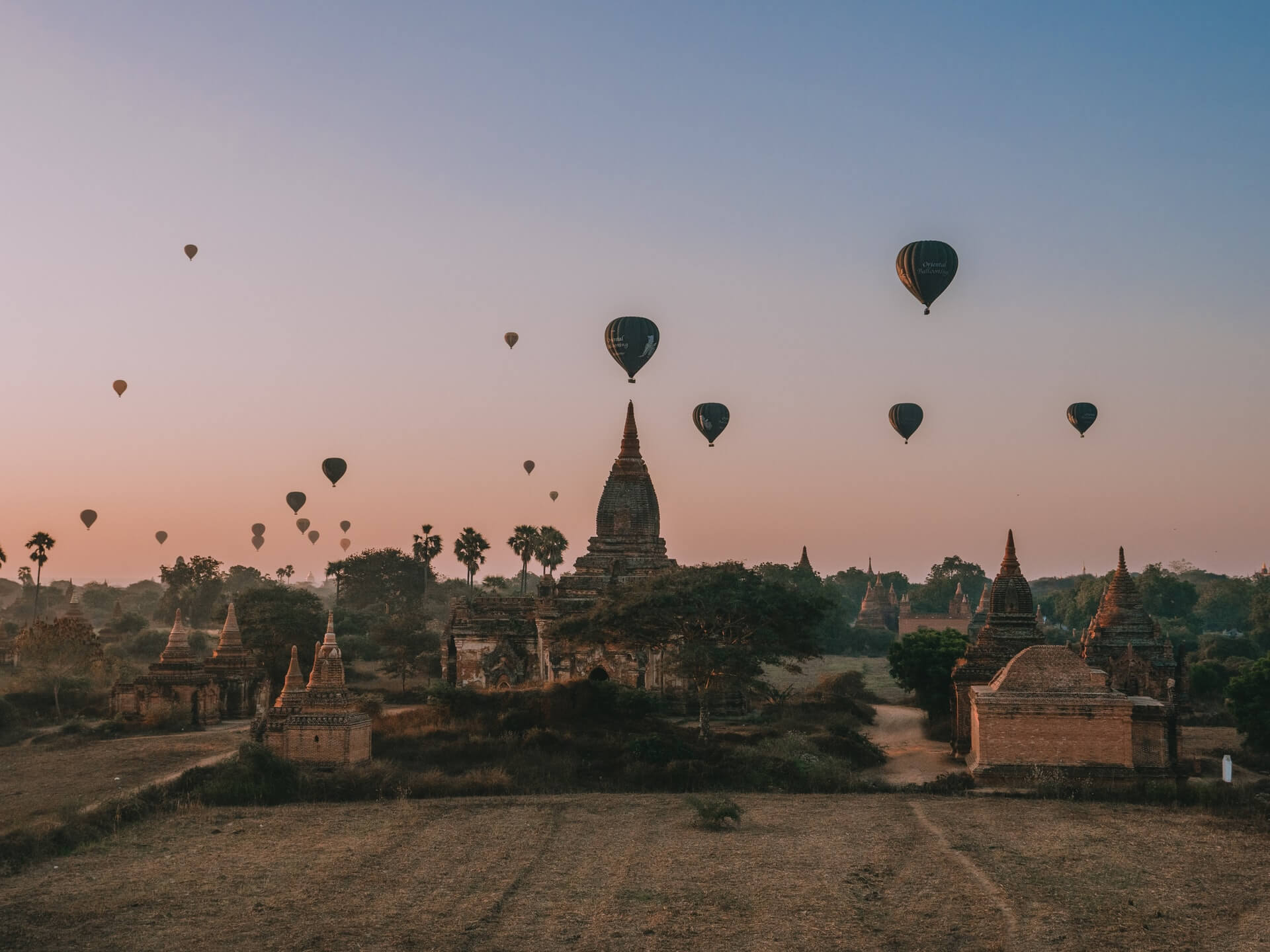 Hot air balloons over Bagan, Myanmar -  bucket list adventures in Southeast Asia