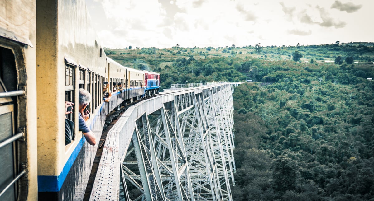 Crossing the Goteik Viaduct on the train journey from Mandalay to Hsipaw