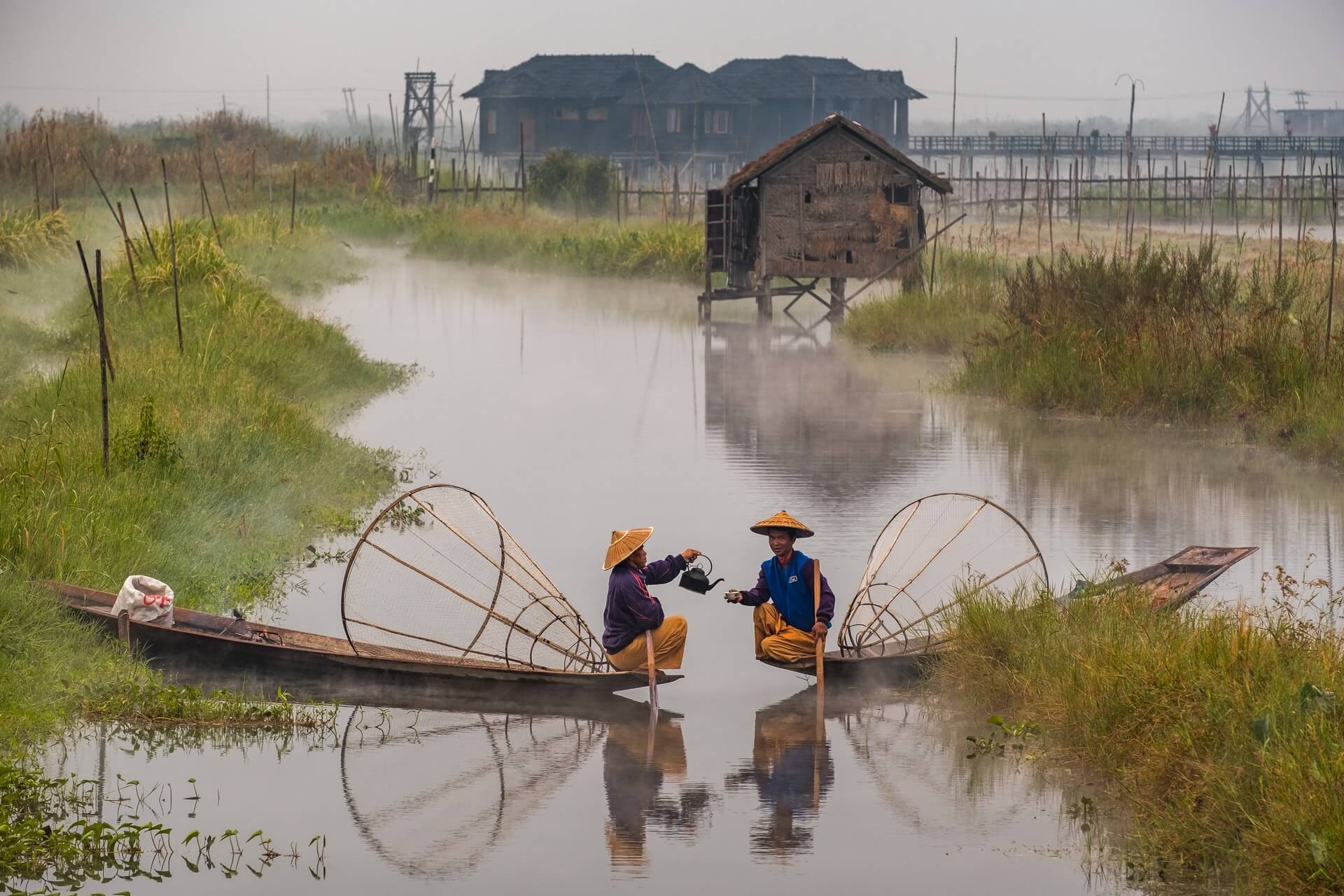 A leg-rowing fisherman on Inle Lake - famous thing to see in Myanmar