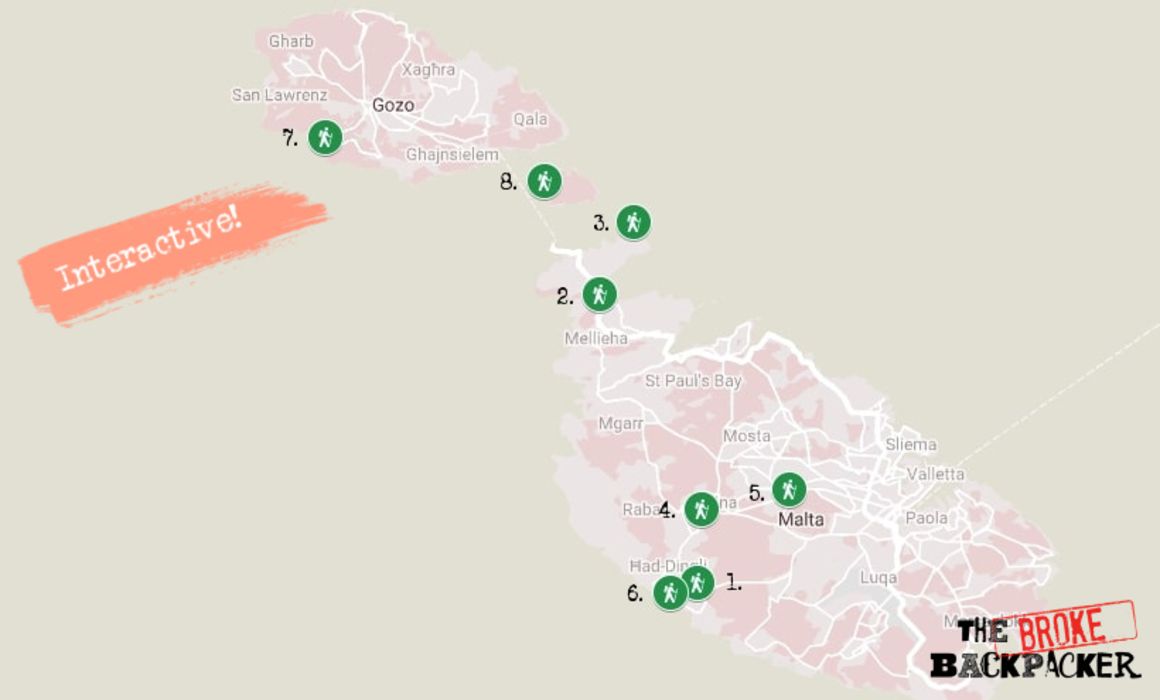 Best Hikes in Malta - Map