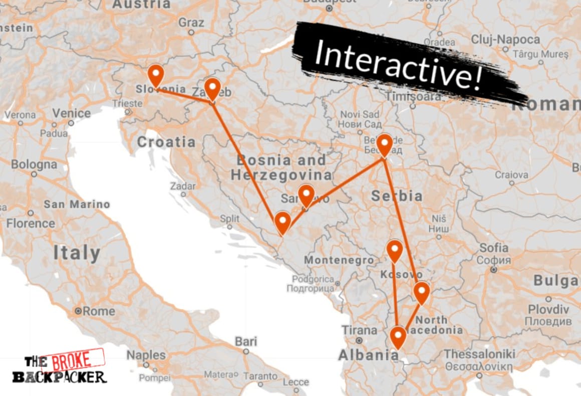 Backpacking The Balkans Map Itinerary 2