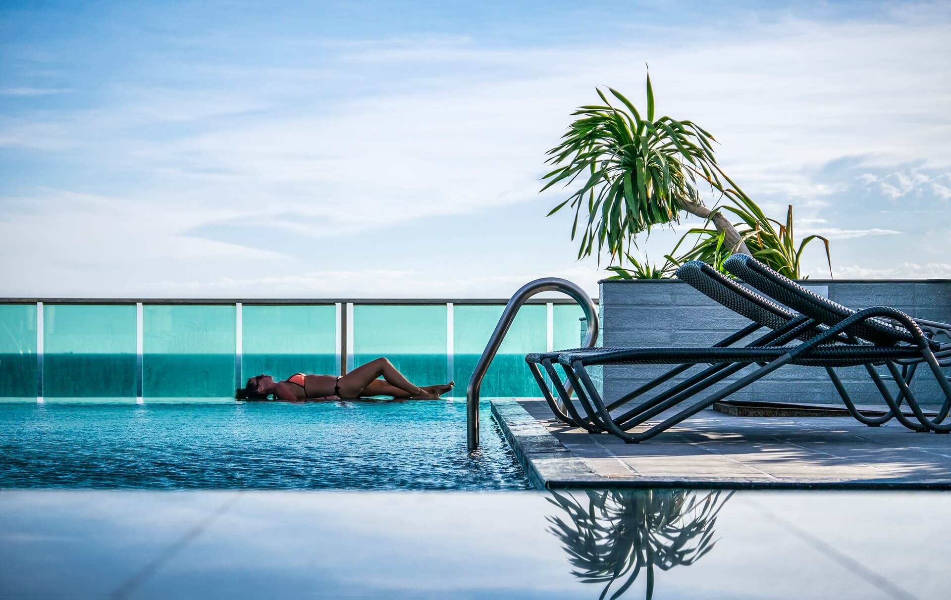 A woman on vacation at an expensive resort in Pattaya, Thailand