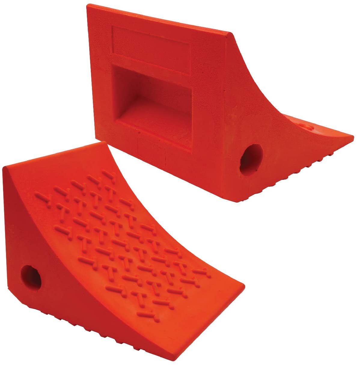 A pair of wheel chocks - necessary item for any RV takeoff checklist