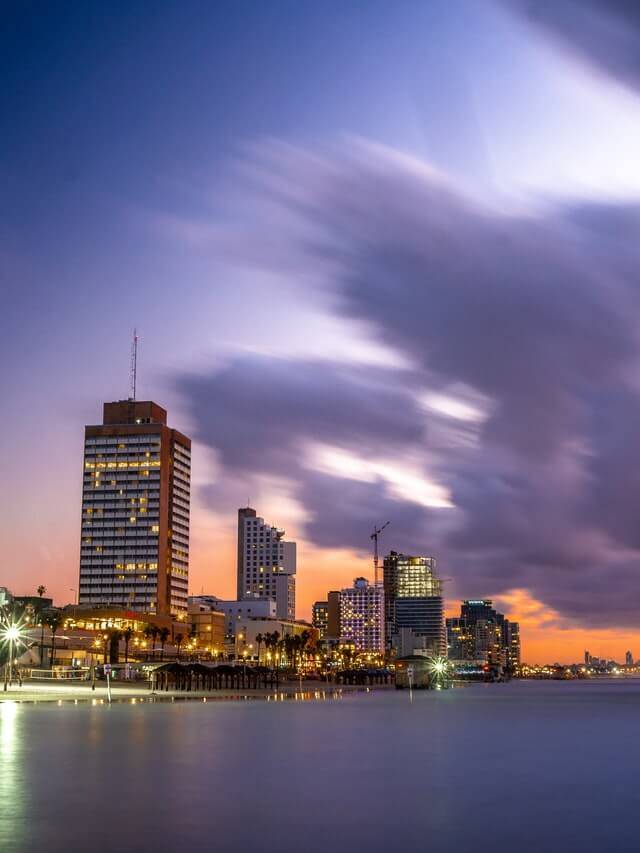 A beautiful beach in Tel Aviv just after sunset