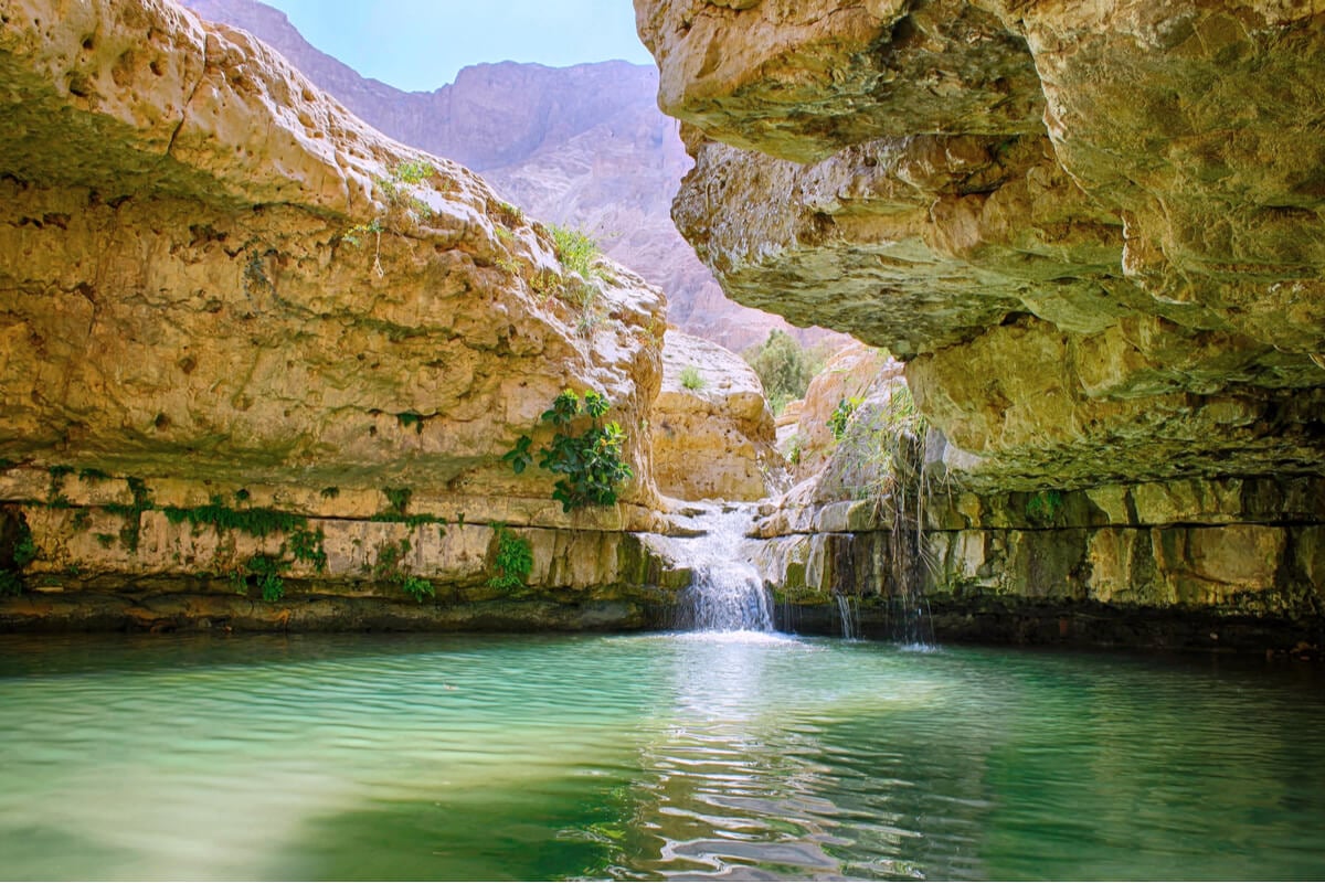 A waterfall and swimming oasis in the Ein Gedi Reserve - a beautiful place to go in Israel