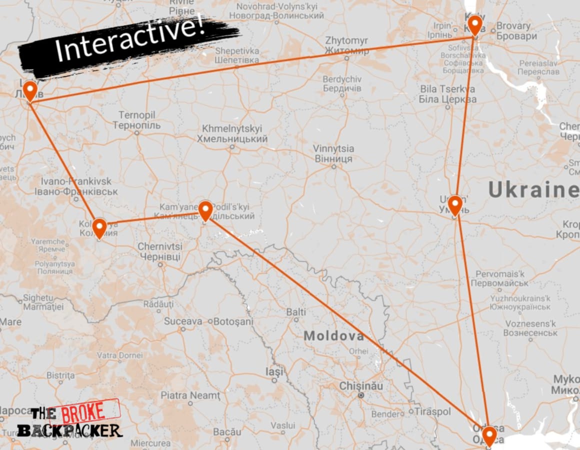 Backpacking Ukraine Itinerary Map