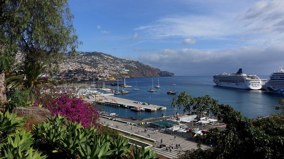 View over the port and Funchal Madeira, Portugal