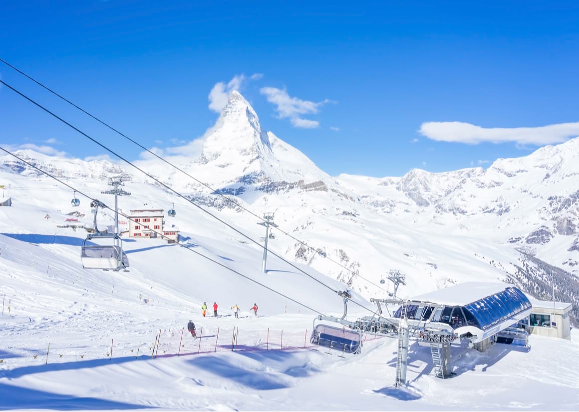 Ski lift scenery in the middle of the Zermatt Resort Area