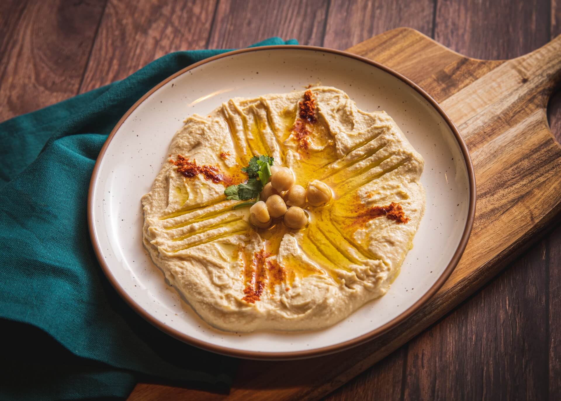 A dish of warm hummus at a small restaurant in Israel