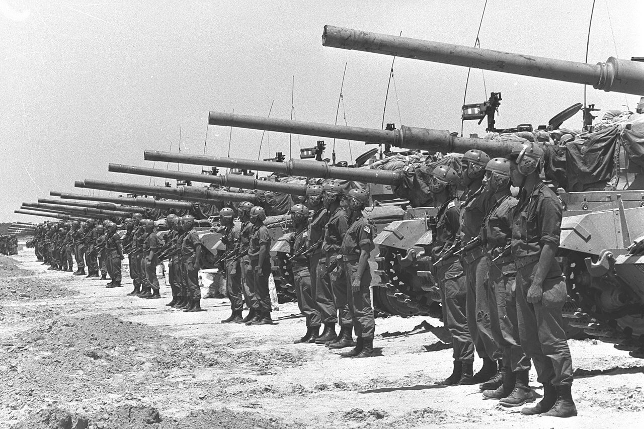 A tank unit standing guard in the Negev Desert during the Six-Day War