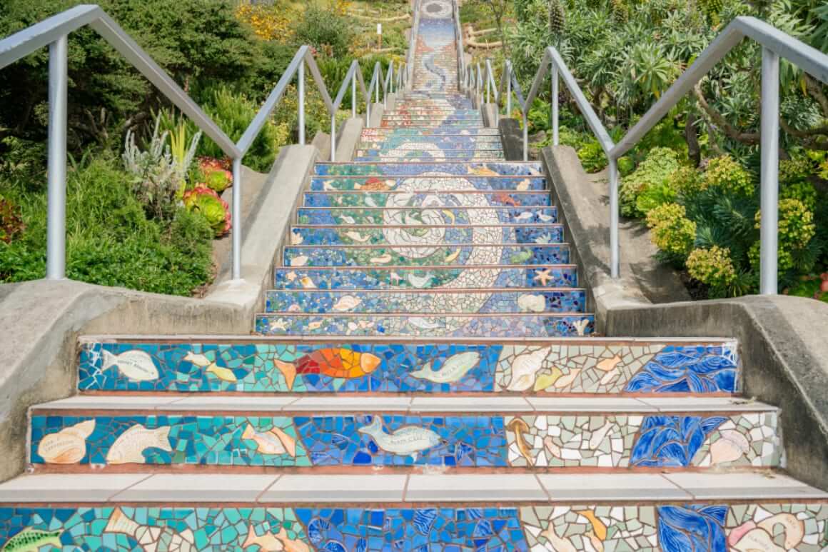 Admire Beautiful Art as you Climb the Mosaic Stairway