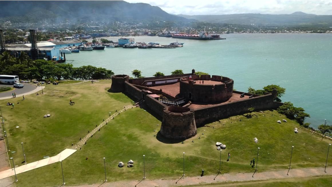 a birds eye view of a monument in puerto plata