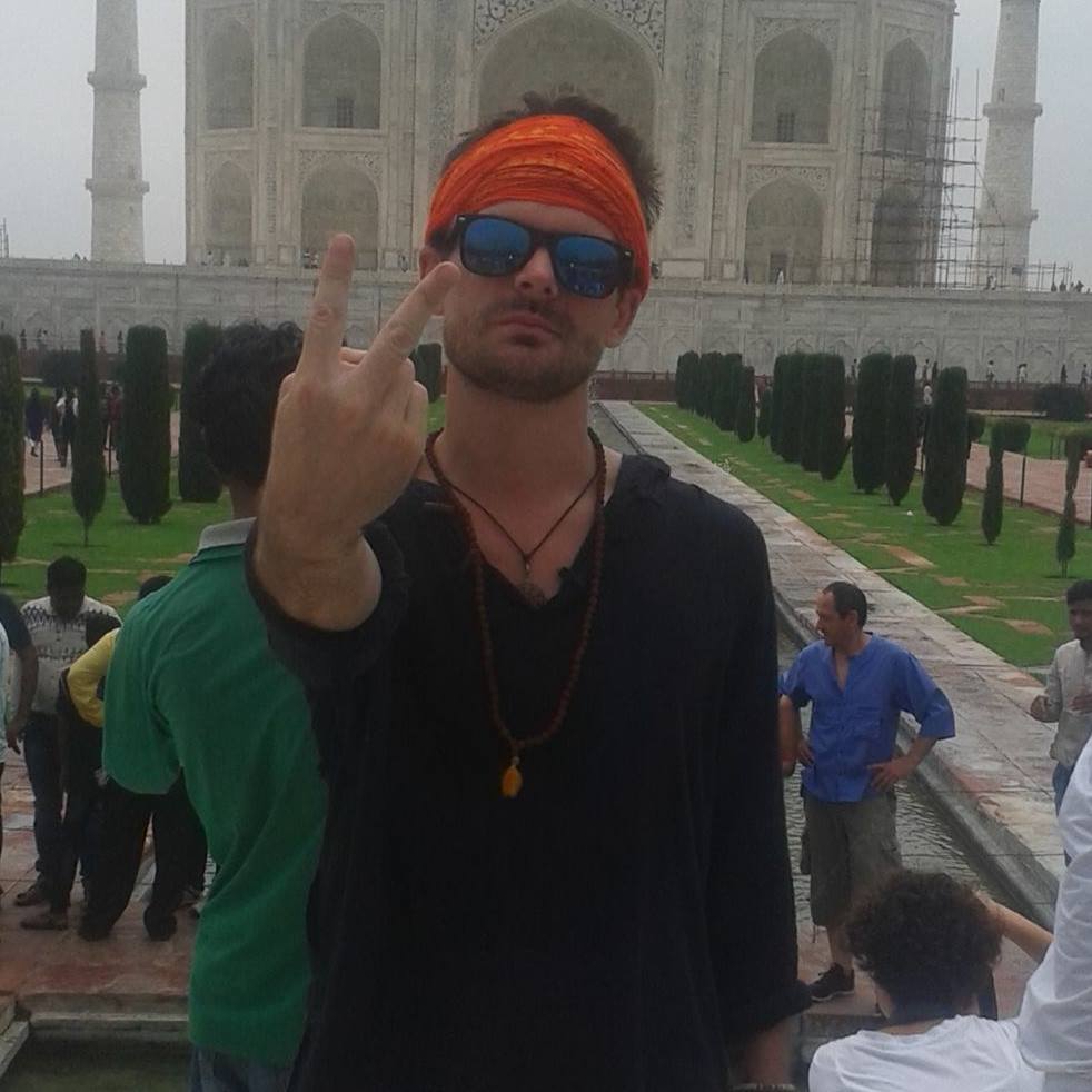 Aiden Freeborn at the Taj Mahal.