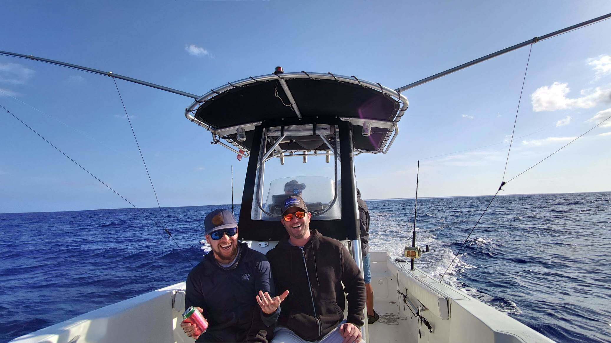 Will fishining and laughing on a boat with his buds