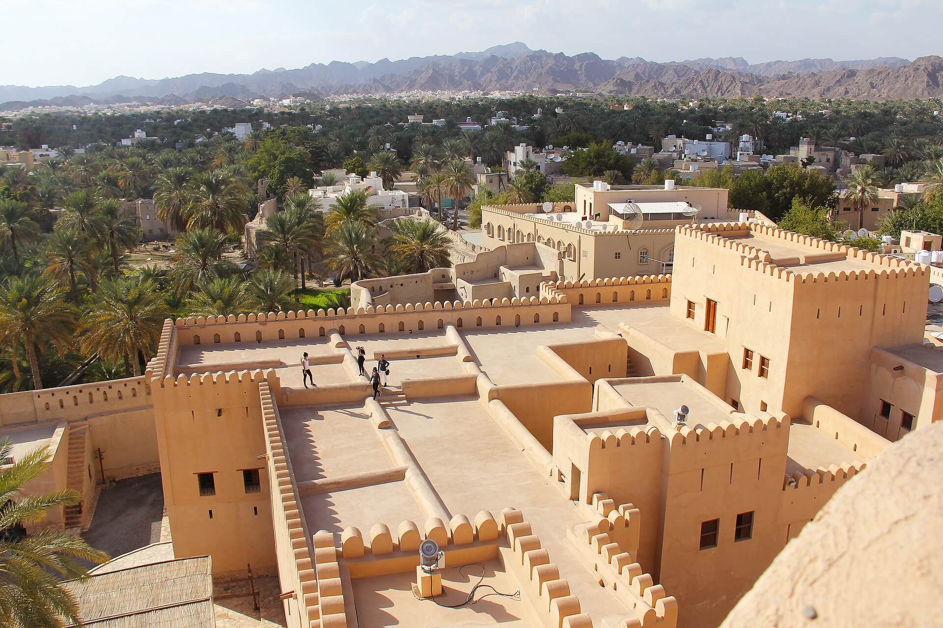 aerial view of the tan nizwa fort in oman