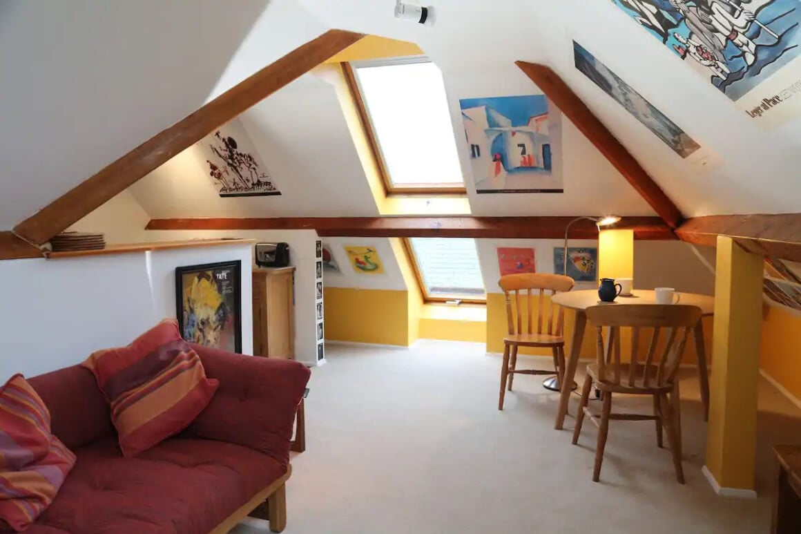 Cosy attic flat in a converted pub.