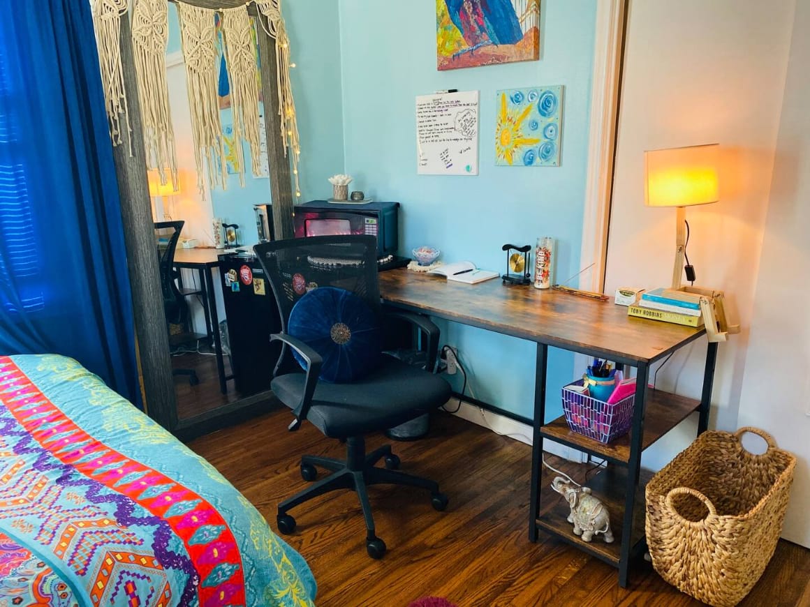 Vibrant Boho Room Desk Full Bathroom