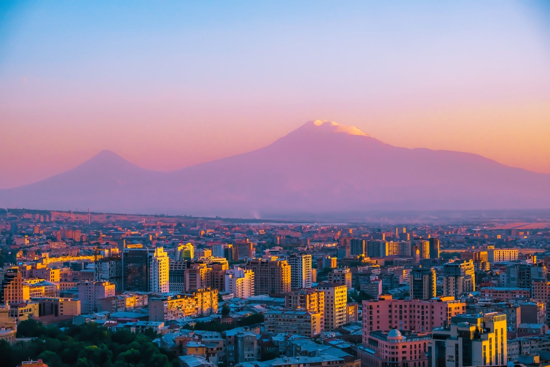 sunset over yerevan