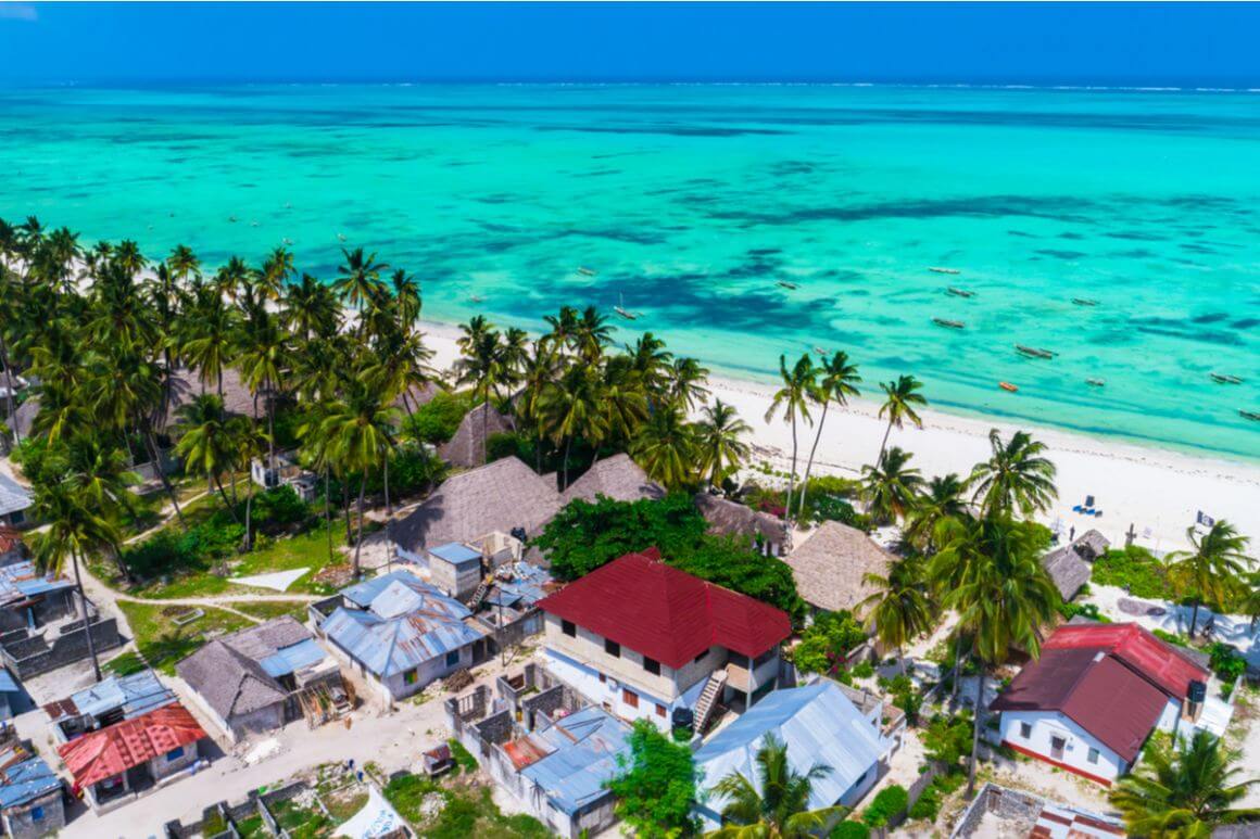 Blue-green skies and water seen in Jambiani Beach while staying in Zanzibar