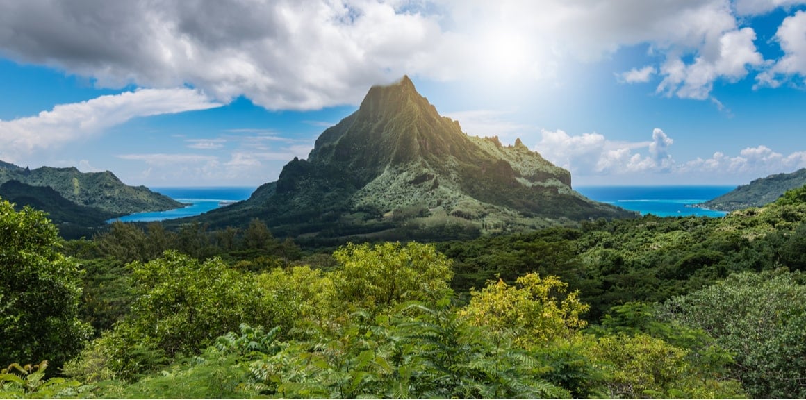 A mountain on Rarotonga in the Cook Islands. 