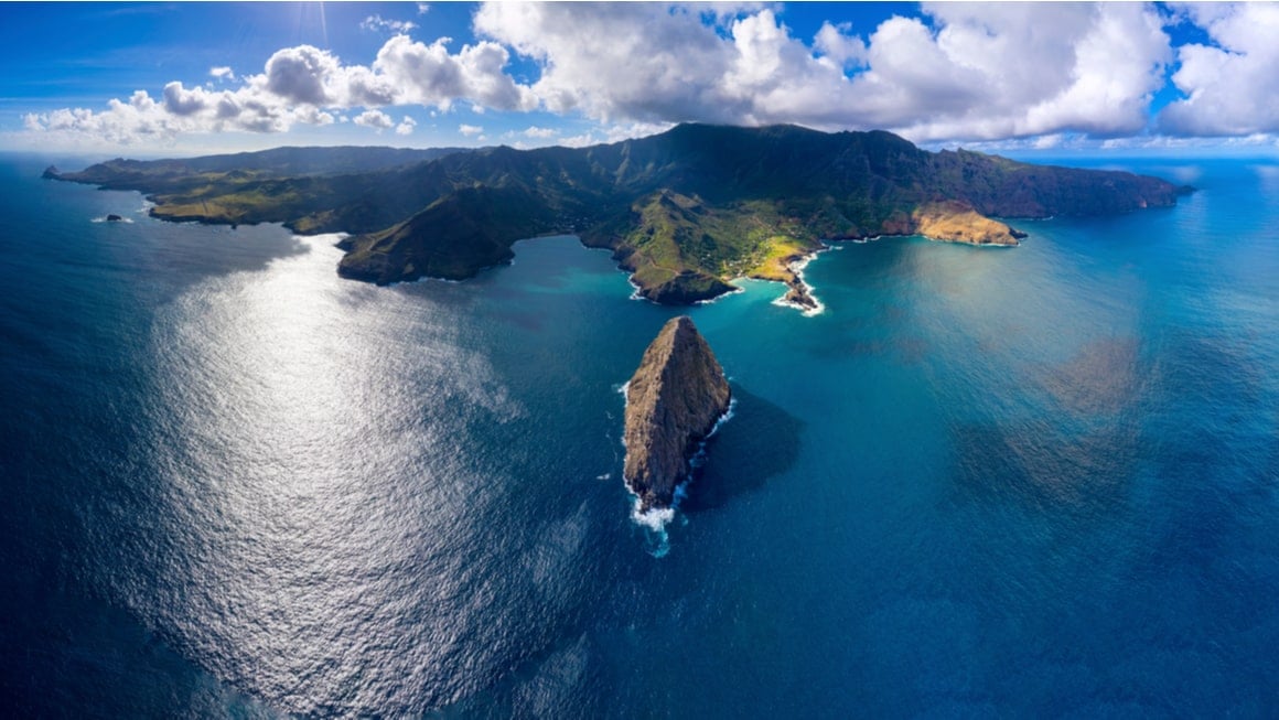 An aerial photo of the Marquesas