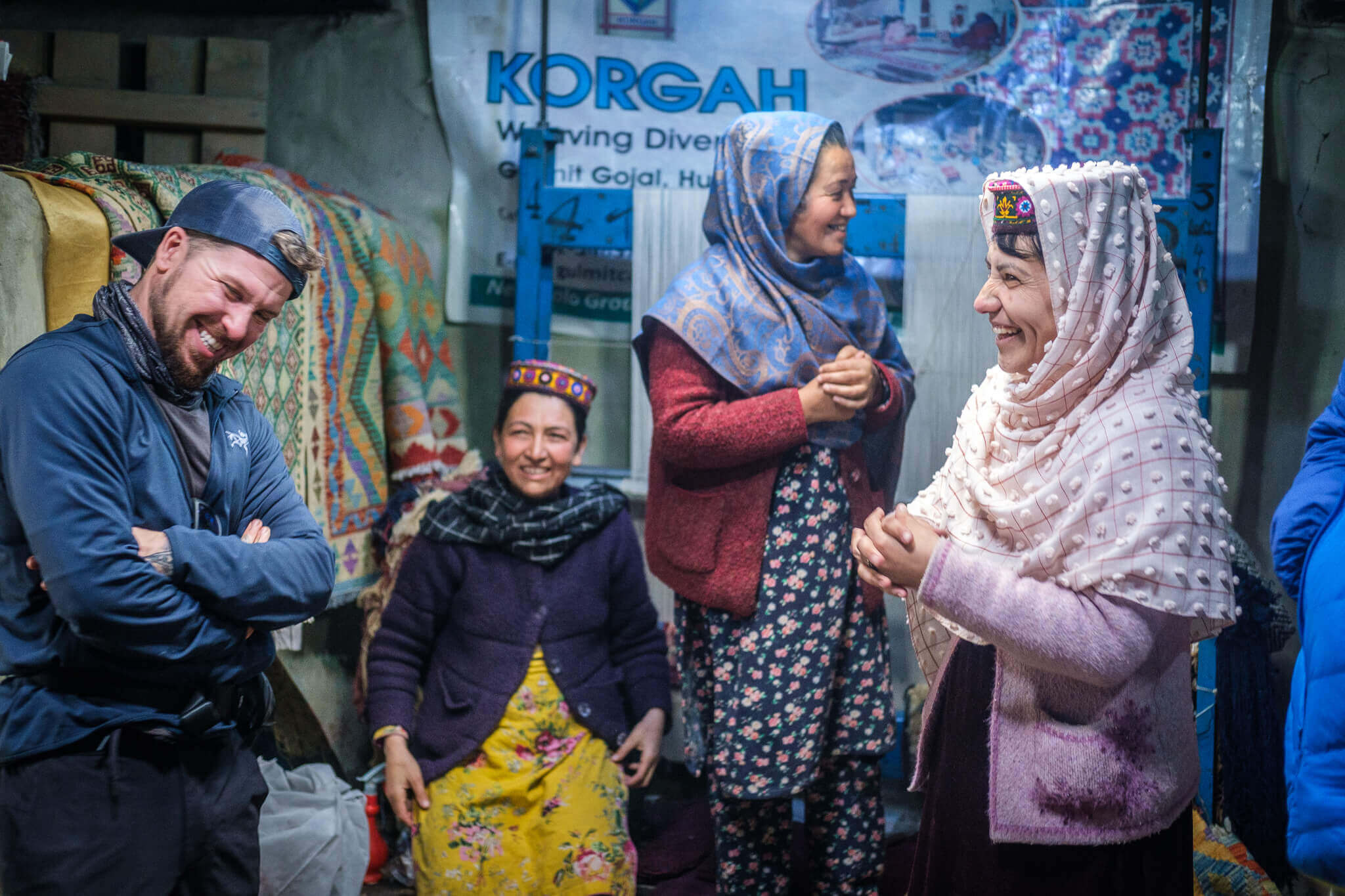 will laughing with hunzair women in hunza valley
