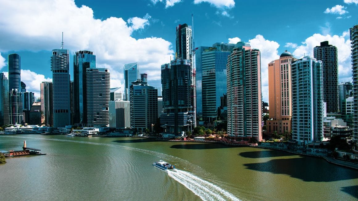 Boat waterfront skyline Australia