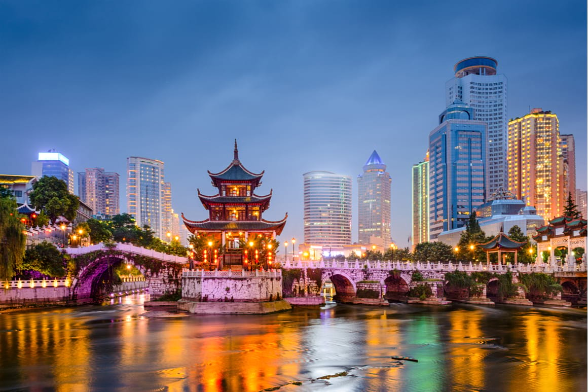 China skyline at Jiaxiu Pavilion