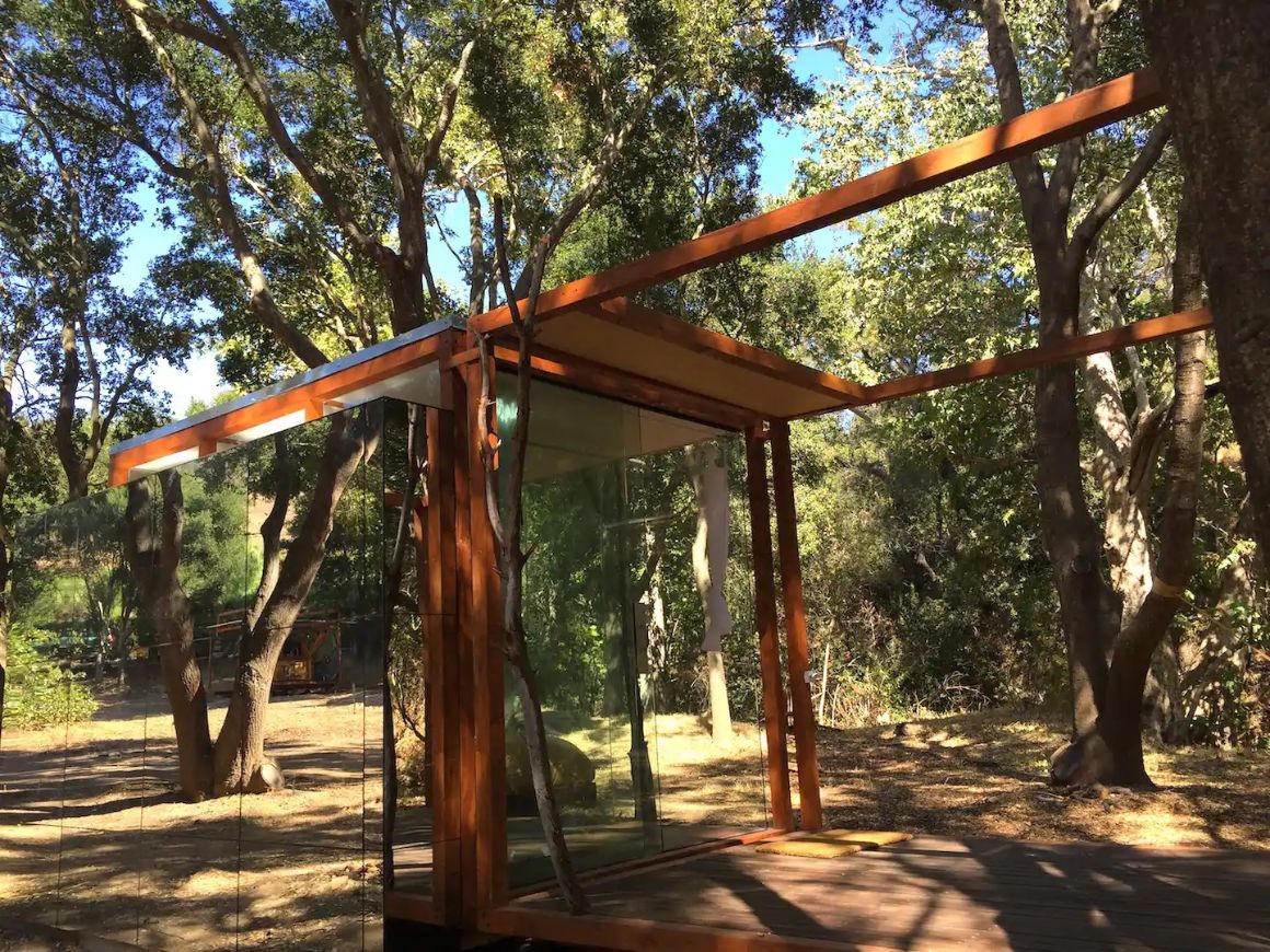 Glass Cottage Reflecting the Surrounding Forest Santa Barbara