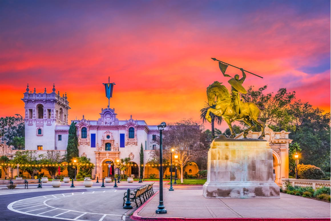 San Diego California USA park at dawn