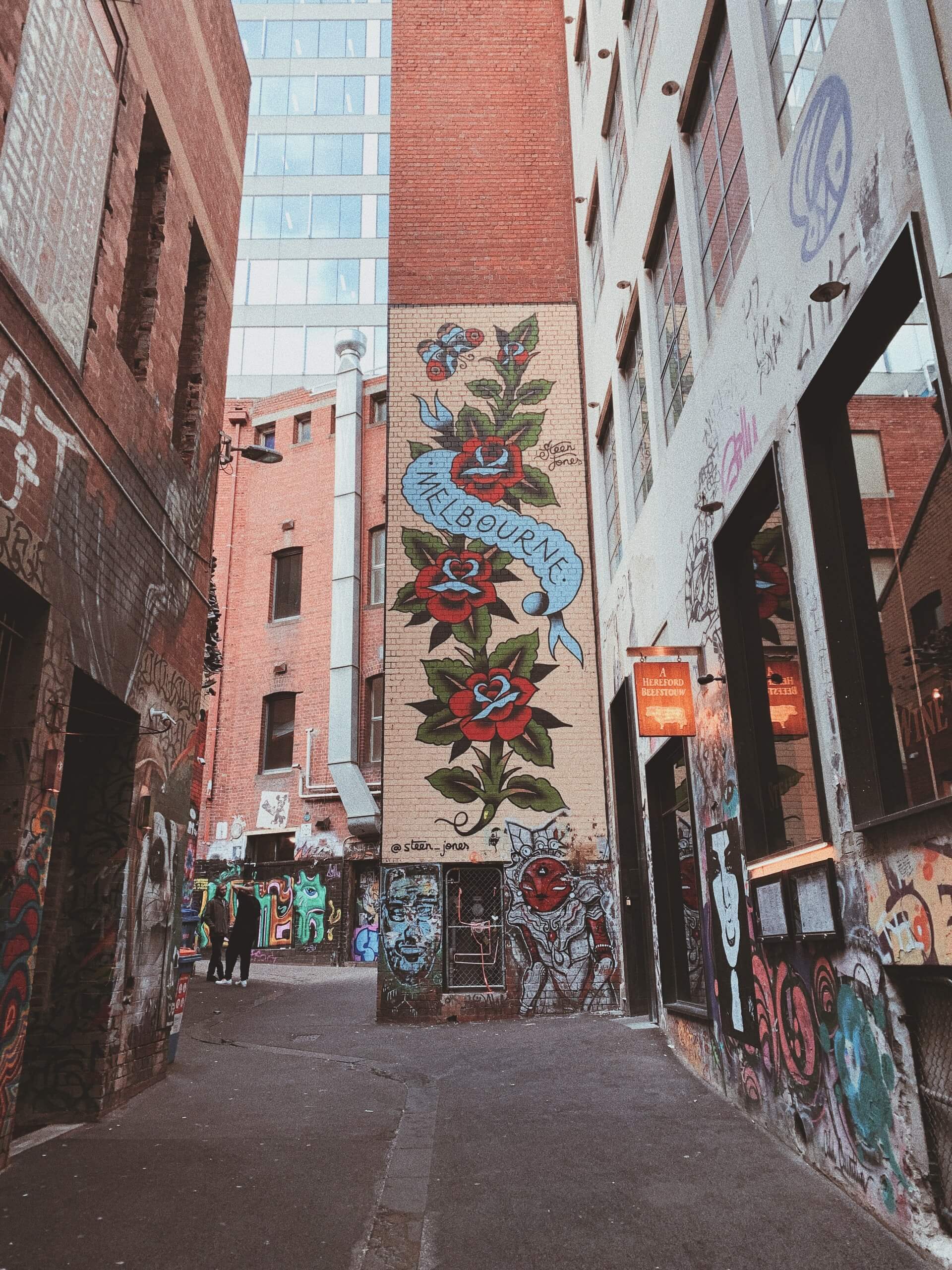 A photo of the famous laneways in Melbourne.