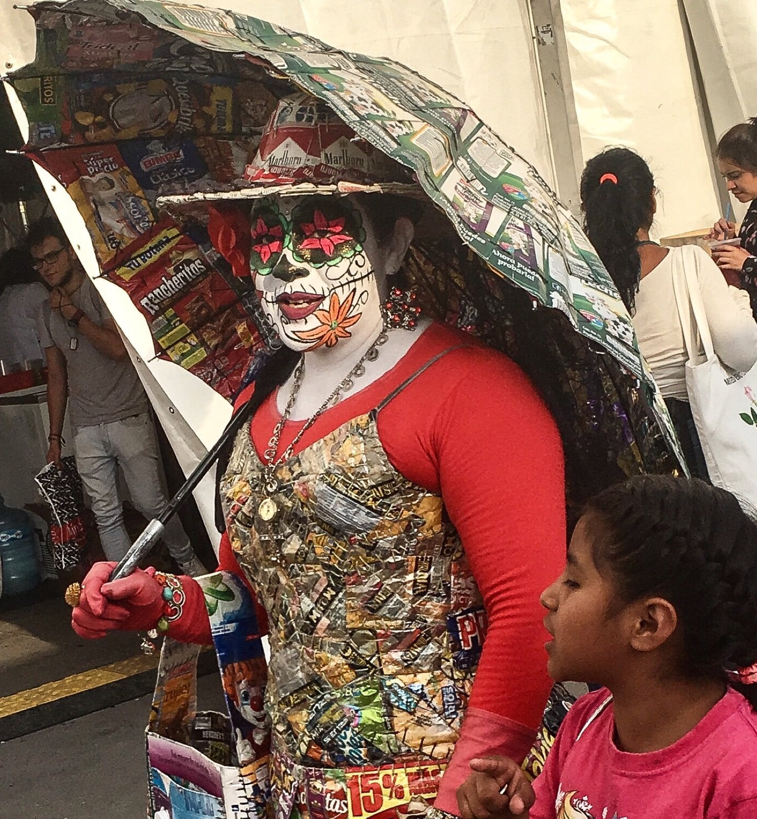 A woman dressed up for day of the dead in mexico