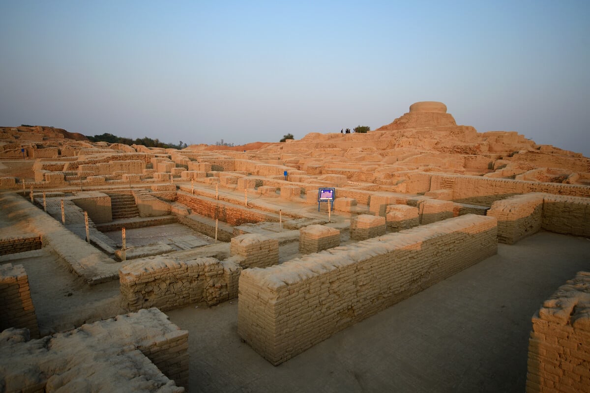 mohenjo daro archeological site near sunset in sindh pakistan
