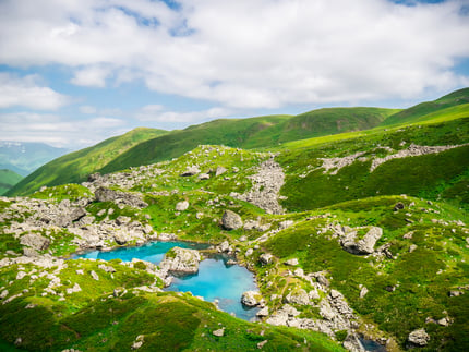 mountain lakes in georgian mountains