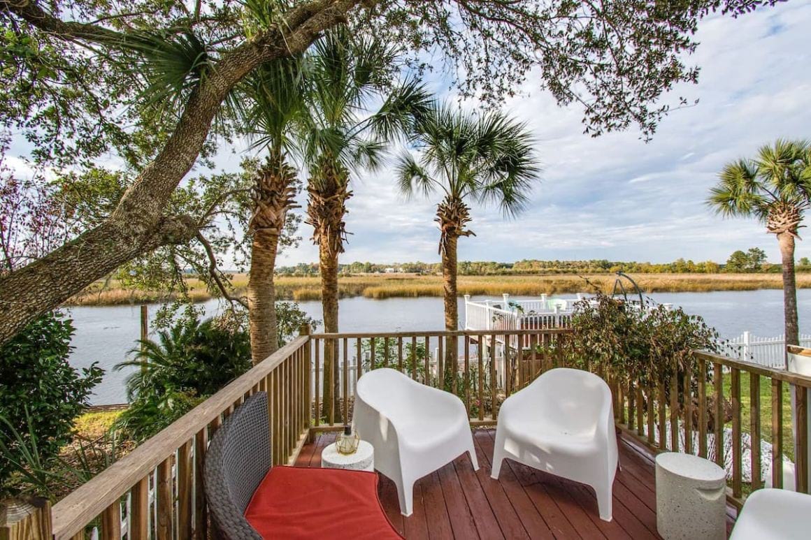 Eclectic Waterfront Home with a Hot Tub