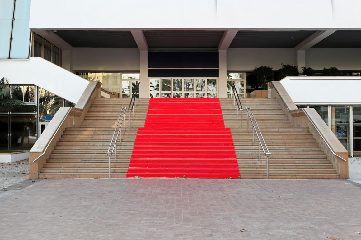 Famous red carpet stairway at festival hall in Cannes