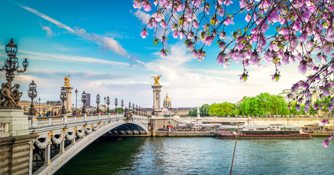 Famouse Alexandre III Bridge over Seine Paris